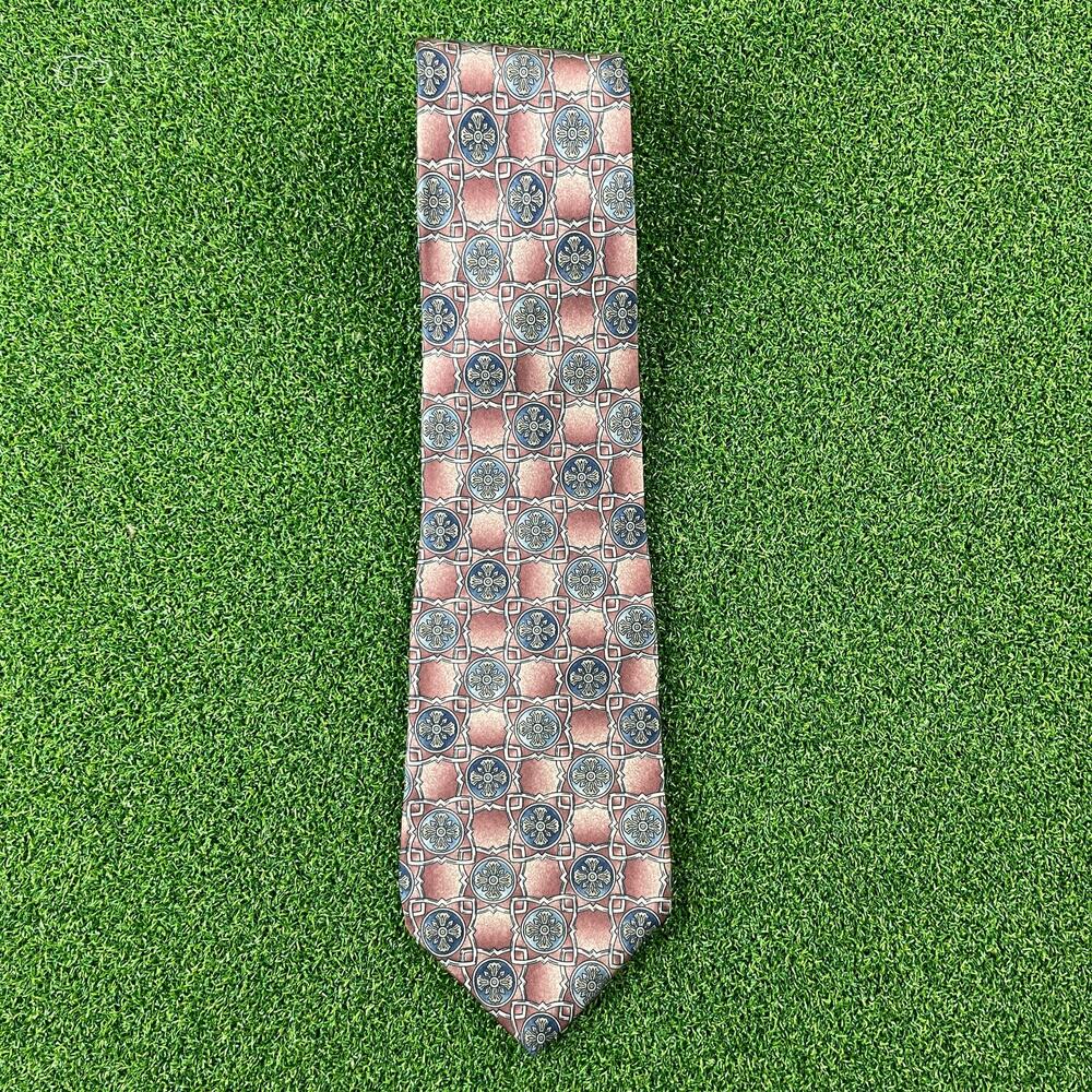 Vintage Henry Grethel Brown Blue Geometric Classic Neck Tie